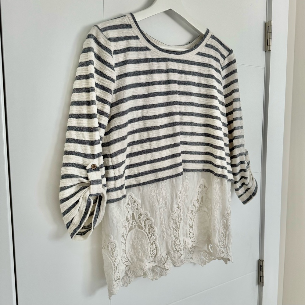 Cute stripe and crochet top